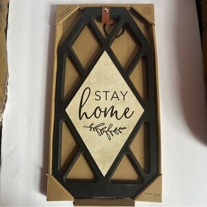 Stay Home Black and Cream Wall Decor